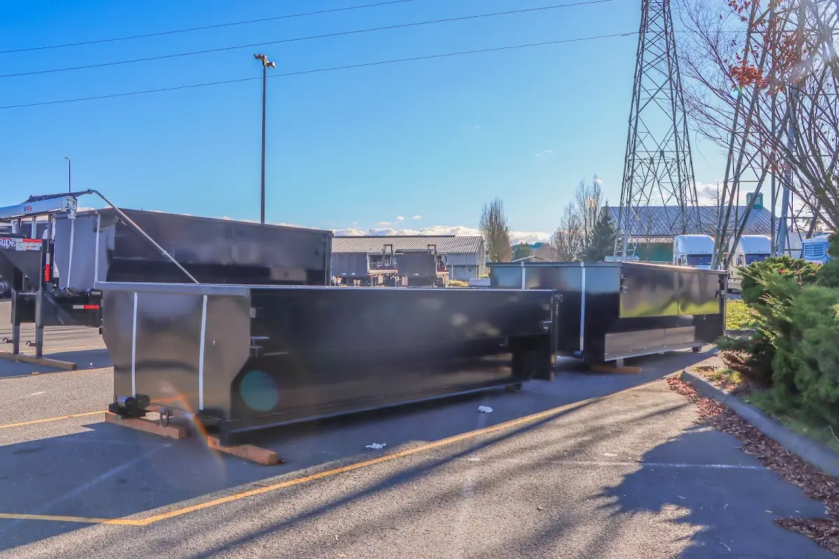 Roll-off dumpster ready for waste disposal at job site for 6 Yard Dumpster Rental in Verona